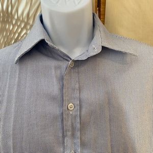 GIORGIO ARMANI Men’s Blue and White Button Down Shirt Sz 15